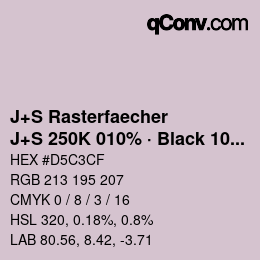 Farbcode: J+S Rasterfaecher - J+S 250K 010% · Black 10% | qconv.com