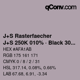 カラーコード: J+S Rasterfaecher - J+S 250K 010% · Black 30% | qconv.com