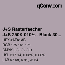 Color code: J+S Rasterfaecher - J+S 250K 010% · Black 30% | qconv.com