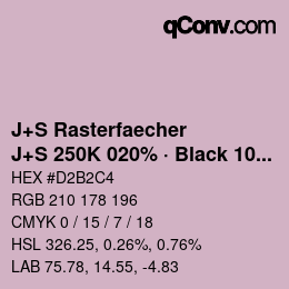 カラーコード: J+S Rasterfaecher - J+S 250K 020% · Black 10% | qconv.com