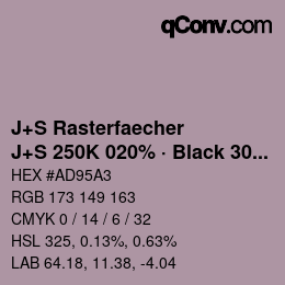 Code couleur: J+S Rasterfaecher - J+S 250K 020% · Black 30% | qconv.com