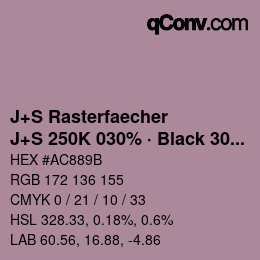 カラーコード: J+S Rasterfaecher - J+S 250K 030% · Black 30% | qconv.com