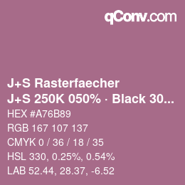 Code couleur: J+S Rasterfaecher - J+S 250K 050% · Black 30% | qconv.com