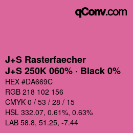 Farbcode: J+S Rasterfaecher - J+S 250K 060% · Black 0% | qconv.com