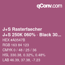 Code couleur: J+S Rasterfaecher - J+S 250K 060% · Black 30% | qconv.com