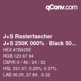 Code couleur: J+S Rasterfaecher - J+S 250K 060% · Black 50% | qconv.com