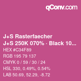 Farbcode: J+S Rasterfaecher - J+S 250K 070% · Black 10% | qconv.com