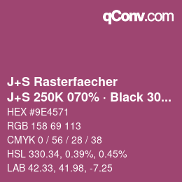 Farbcode: J+S Rasterfaecher - J+S 250K 070% · Black 30% | qconv.com