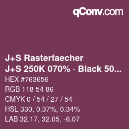Farbcode: J+S Rasterfaecher - J+S 250K 070% · Black 50% | qconv.com
