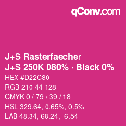 カラーコード: J+S Rasterfaecher - J+S 250K 080% · Black 0% | qconv.com