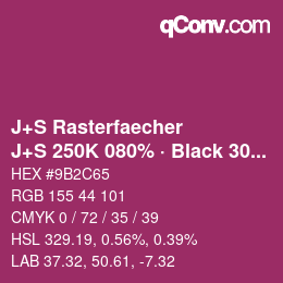 Farbcode: J+S Rasterfaecher - J+S 250K 080% · Black 30% | qconv.com