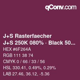 カラーコード: J+S Rasterfaecher - J+S 250K 080% · Black 50% | qconv.com