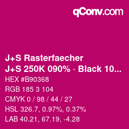Farbcode: J+S Rasterfaecher - J+S 250K 090% · Black 10% | qconv.com