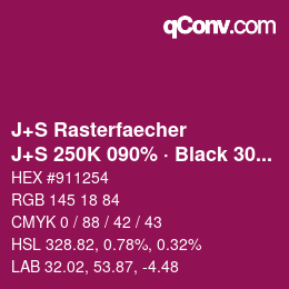 Farbcode: J+S Rasterfaecher - J+S 250K 090% · Black 30% | qconv.com