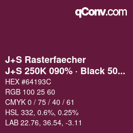 Farbcode: J+S Rasterfaecher - J+S 250K 090% · Black 50% | qconv.com