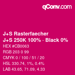 Code couleur: J+S Rasterfaecher - J+S 250K 100% · Black 0% | qconv.com