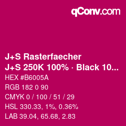 Farbcode: J+S Rasterfaecher - J+S 250K 100% · Black 10% | qconv.com