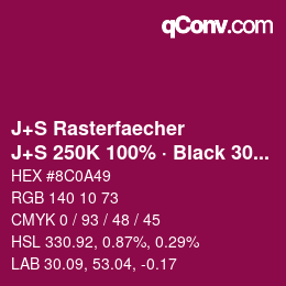 Farbcode: J+S Rasterfaecher - J+S 250K 100% · Black 30% | qconv.com