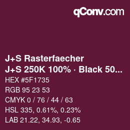 Farbcode: J+S Rasterfaecher - J+S 250K 100% · Black 50% | qconv.com
