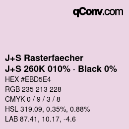 Color code: J+S Rasterfaecher - J+S 260K 010% · Black 0% | qconv.com