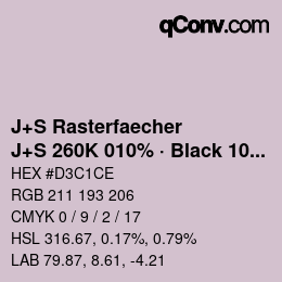 Farbcode: J+S Rasterfaecher - J+S 260K 010% · Black 10% | qconv.com