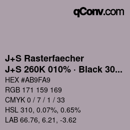 Code couleur: J+S Rasterfaecher - J+S 260K 010% · Black 30% | qconv.com