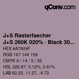Farbcode: J+S Rasterfaecher - J+S 260K 020% · Black 30% | qconv.com