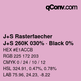 Farbcode: J+S Rasterfaecher - J+S 260K 030% · Black 0% | qconv.com