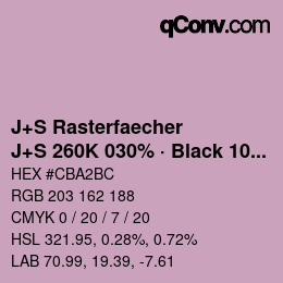 Farbcode: J+S Rasterfaecher - J+S 260K 030% · Black 10% | qconv.com