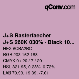 Color code: J+S Rasterfaecher - J+S 260K 030% · Black 10% | qconv.com