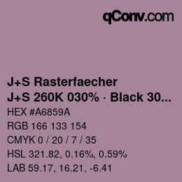 Code couleur: J+S Rasterfaecher - J+S 260K 030% · Black 30% | qconv.com