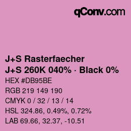 Farbcode: J+S Rasterfaecher - J+S 260K 040% · Black 0% | qconv.com
