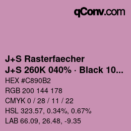 Farbcode: J+S Rasterfaecher - J+S 260K 040% · Black 10% | qconv.com