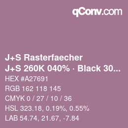 Code couleur: J+S Rasterfaecher - J+S 260K 040% · Black 30% | qconv.com