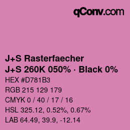 Code couleur: J+S Rasterfaecher - J+S 260K 050% · Black 0% | qconv.com