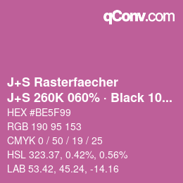カラーコード: J+S Rasterfaecher - J+S 260K 060% · Black 10% | qconv.com