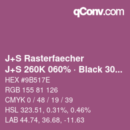 Farbcode: J+S Rasterfaecher - J+S 260K 060% · Black 30% | qconv.com