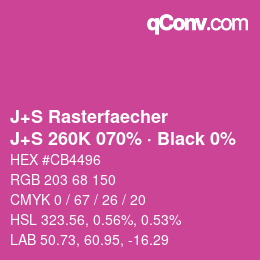 Color code: J+S Rasterfaecher - J+S 260K 070% · Black 0% | qconv.com