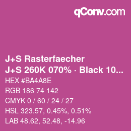 Farbcode: J+S Rasterfaecher - J+S 260K 070% · Black 10% | qconv.com