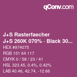 Code couleur: J+S Rasterfaecher - J+S 260K 070% · Black 30% | qconv.com