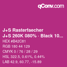 Farbcode: J+S Rasterfaecher - J+S 260K 080% · Black 10% | qconv.com