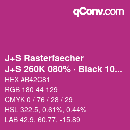 Color code: J+S Rasterfaecher - J+S 260K 080% · Black 10% | qconv.com