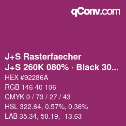 Farbcode: J+S Rasterfaecher - J+S 260K 080% · Black 30% | qconv.com