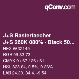 Farbcode: J+S Rasterfaecher - J+S 260K 080% · Black 50% | qconv.com