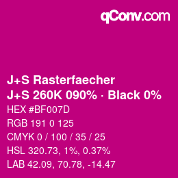 Code couleur: J+S Rasterfaecher - J+S 260K 090% · Black 0% | qconv.com