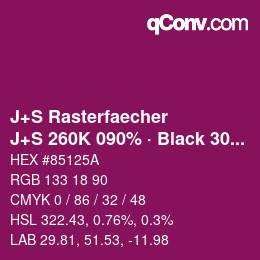 Farbcode: J+S Rasterfaecher - J+S 260K 090% · Black 30% | qconv.com