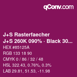 Color code: J+S Rasterfaecher - J+S 260K 090% · Black 30% | qconv.com