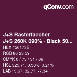 Farbcode: J+S Rasterfaecher - J+S 260K 090% · Black 50% | qconv.com