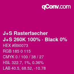 Farbcode: J+S Rasterfaecher - J+S 260K 100% · Black 0% | qconv.com