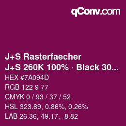 カラーコード: J+S Rasterfaecher - J+S 260K 100% · Black 30% | qconv.com